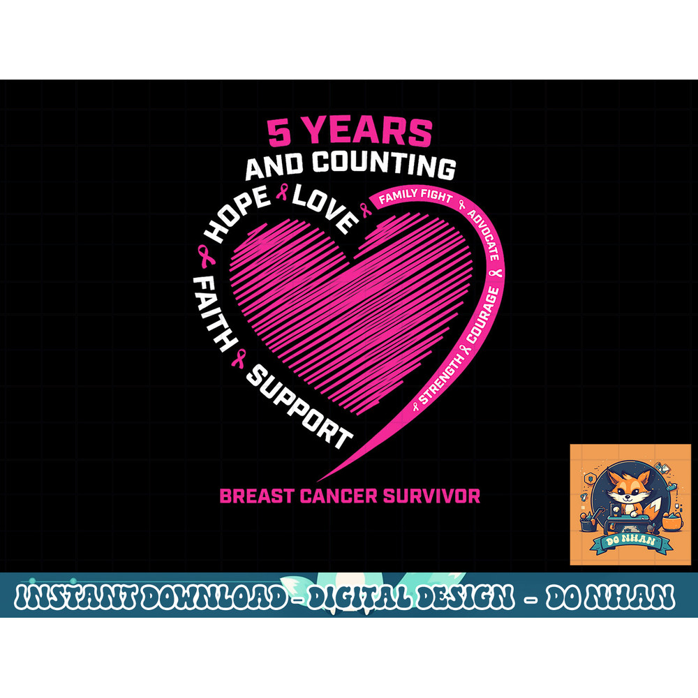 5 Years Cancer Free Gifts Women Pink Breast Cancer Survivor T-Shirt copy.jpg