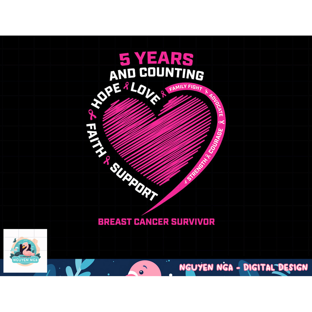 5 Years Cancer Free Gifts Women Pink Breast Cancer Survivor T-Shirt copy.jpg
