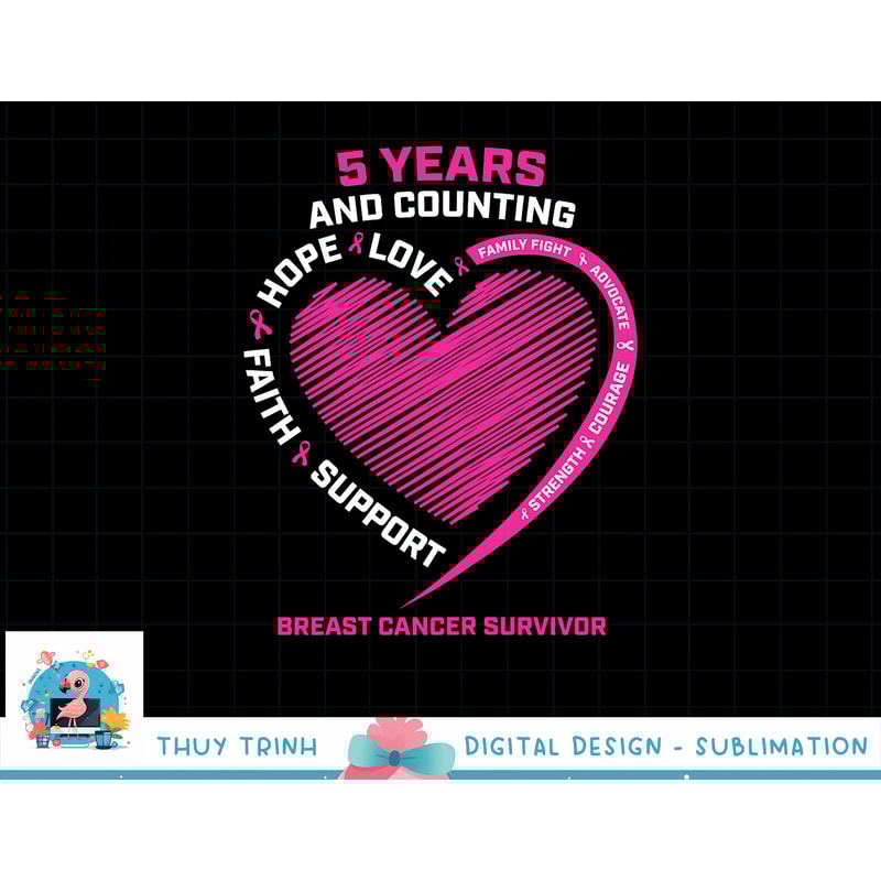5 Years Cancer Free Gifts Women Pink Breast Cancer Survivor T-Shirt copy.jpg