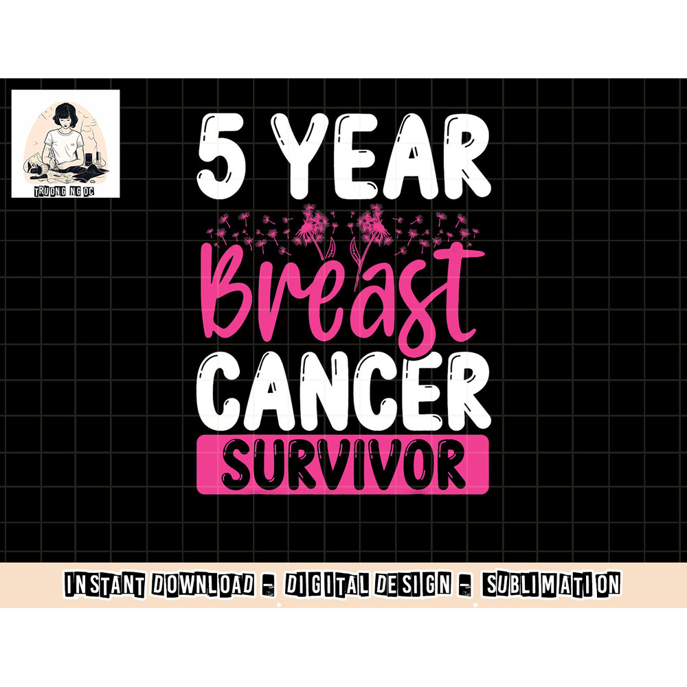 5 Years Cancer Survivor Breast Cancer Awareness Awesome Tee T-Shirt copy.jpg