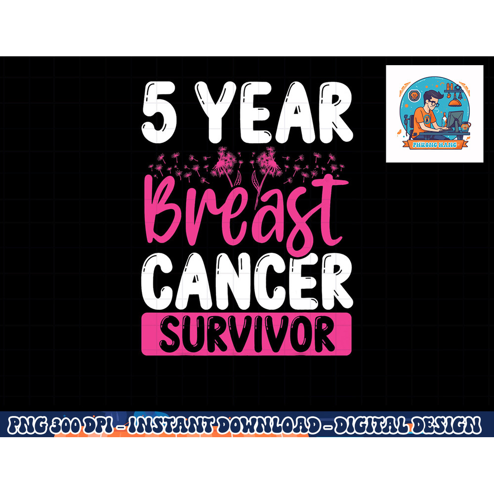 5 Years Cancer Survivor Breast Cancer Awareness Awesome Tee T-Shirt copy.jpg