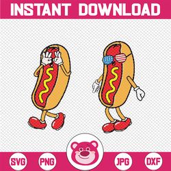 hot dog griddy dance hotdog 4th of july svg, usa flag hot dog svg, usa flag png, hot dog png, digital downloads