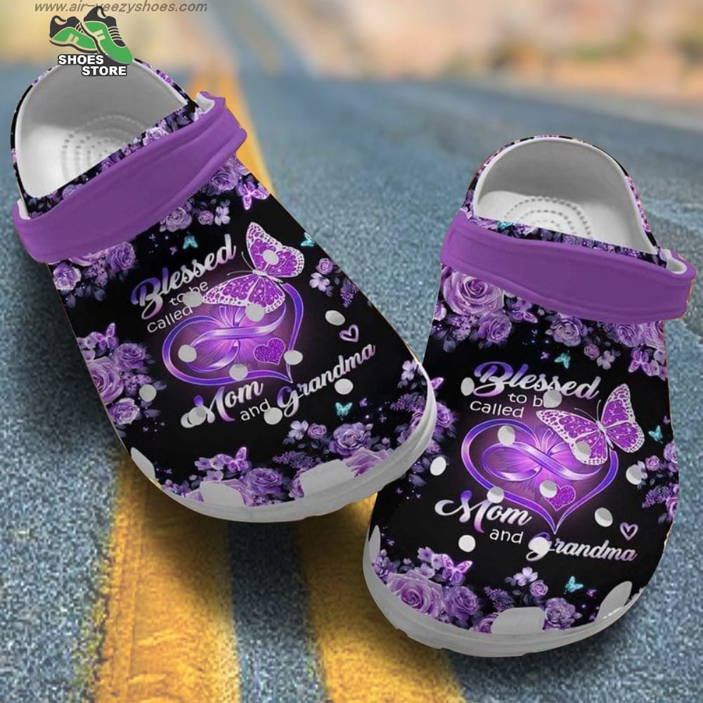 Blessed To Be Called Mom And Grandma Purple Infinity Heart Butterflies Rose Mother's Day Gift Crocs Shoes.jpg