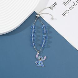 Disney Lilo And Stitch Bracelet Stitch Angel Pendant Metal Bracelet Crystal Pearl Jewelry Accessory for Couple