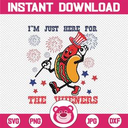 funny hot dog i'm just here for the wieners 4th of july svg, hot dog lover svg, independence day, instant download