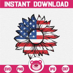 4th of july sunflower flag usa american svg, patriotic sunflower, red white blue sunflower png, independence day png