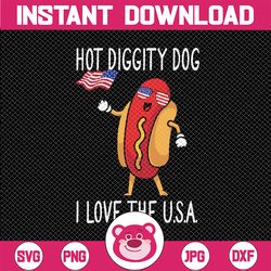 4th july hot diggity dog usa flag funny hotdog svg, hot diggity dog america flag svg, independence day png, digital