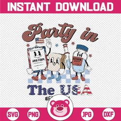 4th of july er nurse png, party in the usa er nurse crew png, patriotic nurse png, independence day png, digital