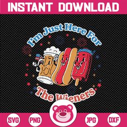 groovy hot dog i'm just here for the wieners 4th of july svg, retro hot dog beer svg, independence day png, digital