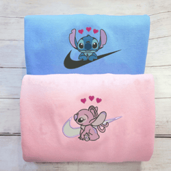 stitch x angel matching couple embroidered sweatshirt crewneck