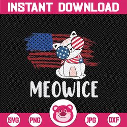 patriotic cat meowica 4th of july funny kitten lover png, usa meowica patriotic png, independence day png, digital