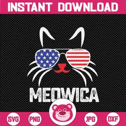 MEOWICA Cat 4th July Sunglasses Merica Cat American Flag Svg, Cat With Glasses 4th Of July Png, Independence Day Png