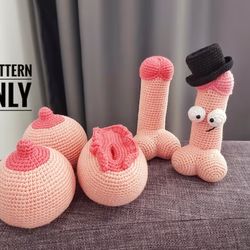 Crochet vulva, penis and boobs pattern, crochet vagina pattern, Amigurumi pattern pdf, Pdf photo tutorial, Funny mature