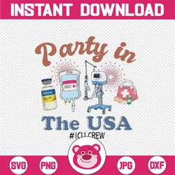 4th of july icu nurse party in the usa icu nurse crew er ed png, american nurse png, independence day png, digital