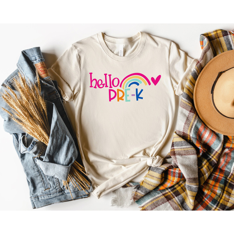 Hello Pre-K Colorful Rainbow Shirt,Hello Pre-K Shirt,2022 Happy First Day Of School,Back To School Outfit,Welcome Kindergarten,School Kiddo - 1.jpg