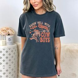 raisin' hell with the hippies and the cowboys, howdy western shirt, country music shi