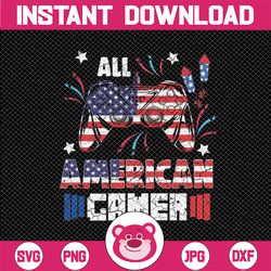 4th Of July All American Gamer Flag Png, Game Controller American Flag Png,  Independence Day Png, Digital Download