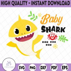 Baby Shark SVG, Cricut Cut files, Shark Family doo doo doo Vector EPS, Silhouette DXF, Design for tsvg , clothes