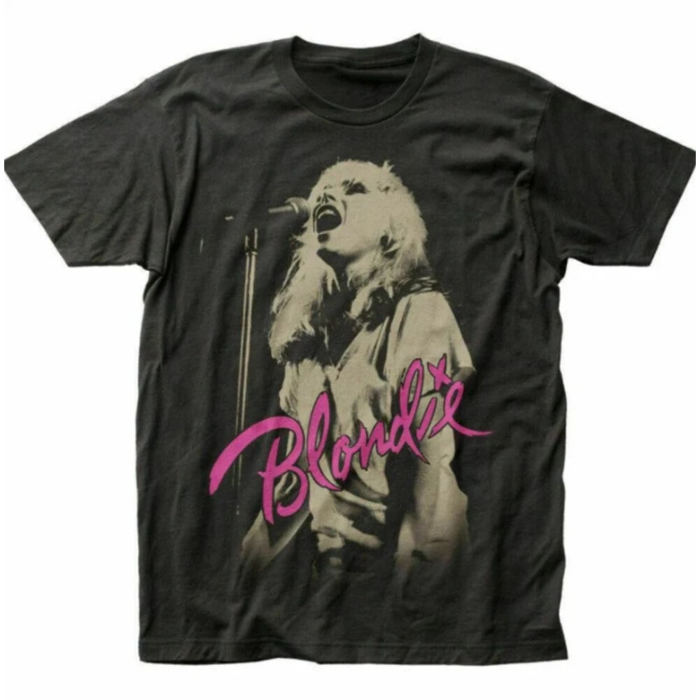 Blondie Mic T Shirt Mens Licensed Rock N Roll Music Band Tee Retro New Black.png