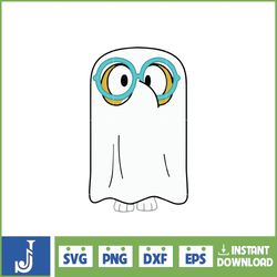 bluey halloween svg, bluey dog family, halloween witch friends svg, for cricut, silhouette, digital download