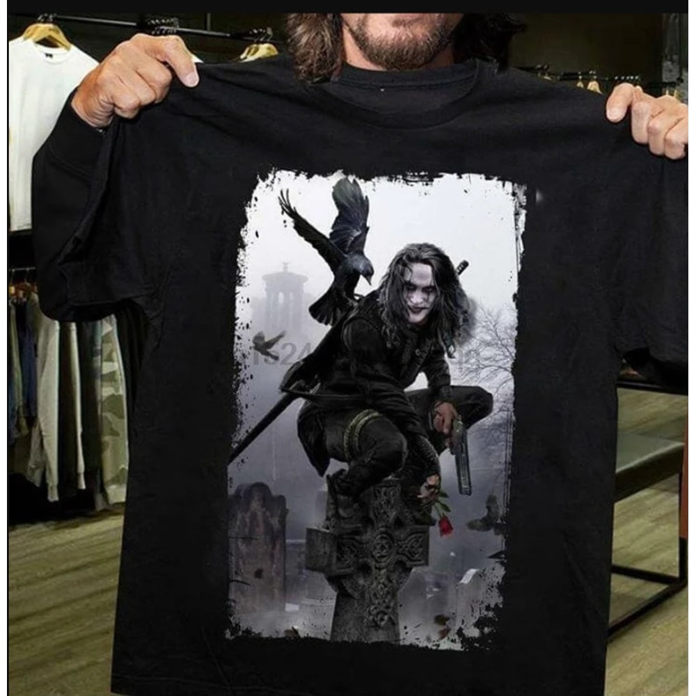 The Crow and Eric Draven Horror Movie Cotton Basic T Shirt, Horror Movie Black Cotton T-Shirt Men, The Crow Movie, Eric Draven, Horror Movie.png