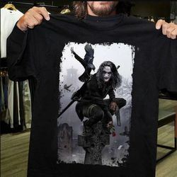the crow and eric draven horror movie cotton basic t shirt, horror movie black cotton t-shirt men, the crow movie, eric