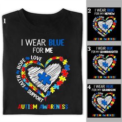 i wear blue for my nephew autism awareness month uncle aunt family autism, autism  toddler shirt, autism support family