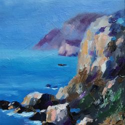 little cute original handmade oil painting seascape