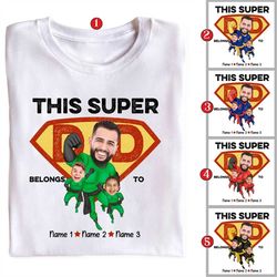 custom the man the myth the superherot, personalized photo dad and kids face shirt - best dad ever, funny father gift, f