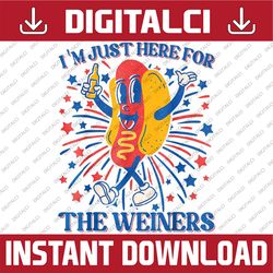 hot dog i'm just here for the wieners 4th of july png, the wieners 4th of july beer png,  independence day png, digital