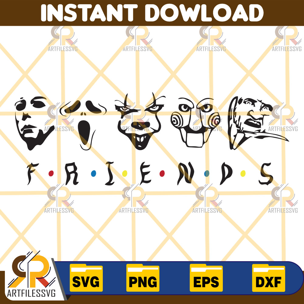 Friends Horror Character svg, Horror svg, Horror friends svg, Halloween svg, Cricut cut files, Instant download, Png, Svg, Dxf.jpg