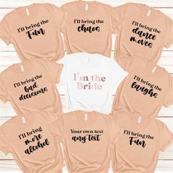 bachelorette party shirt, funny custom bridesmaid t shirt, team bride shirts, bridesmaid party group shirt, personalized