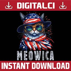 meowica cat 4th july sunglasses merica cat american flag png, meowica american flag png, independence day png, digital