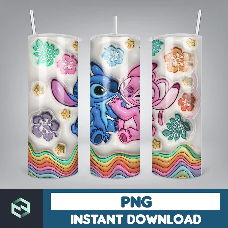 Inflated Cartoon Tumbler Design Png 3D Tumbler Wraps 20oz Skinny Sublimation Digital Downloads 3D Puffy Stitch Design Sublimation Png (1).jpg