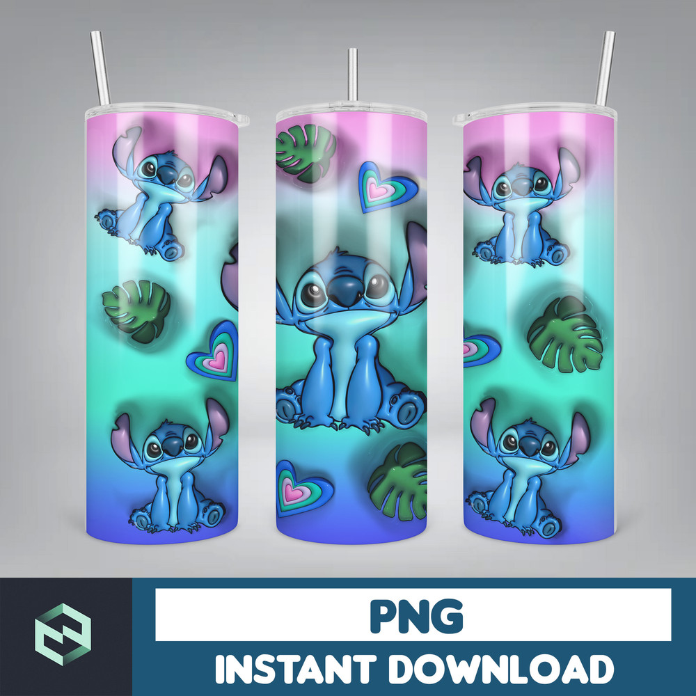 Inflated Cartoon Tumbler Design Png 3D Tumbler Wraps 20oz Skinny Sublimation Digital Downloads 3D Puffy Stitch Design Sublimation Png (4).jpg