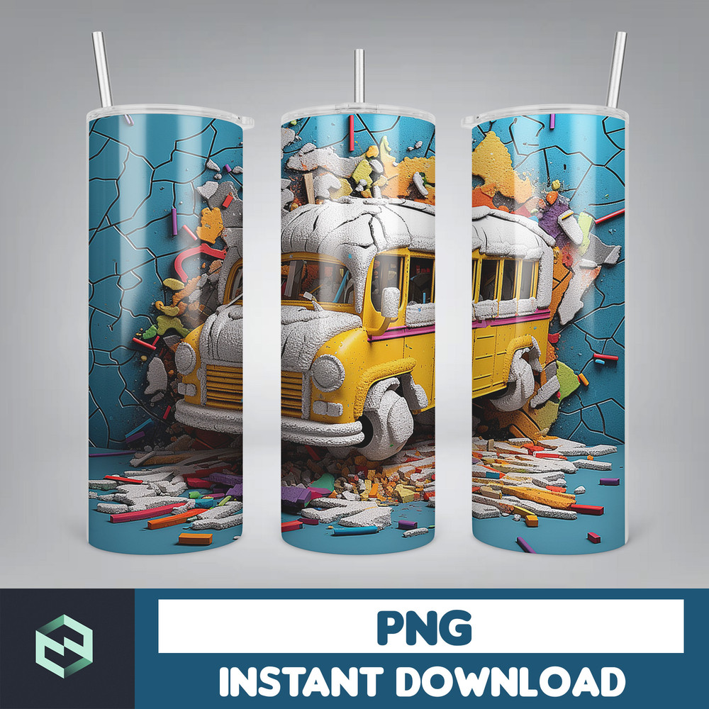 Back to School Png, New 3D Style School Kids 20 oz Skinny Tumbler Design, Digital Download (1).jpg