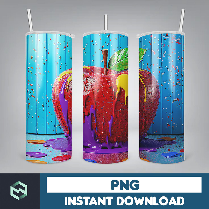 Back to School Png, New 3D Style School Kids 20 oz Skinny Tumbler Design, Digital Download (2).jpg