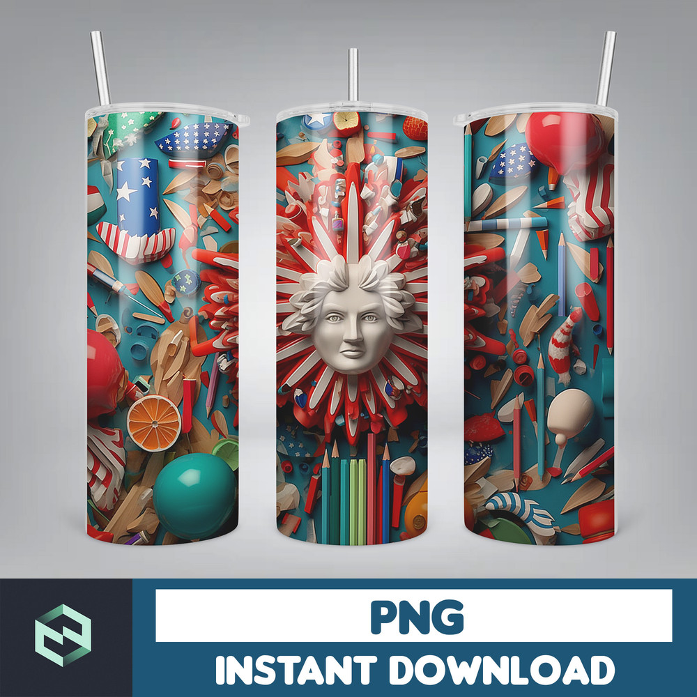 Back to School Png, New 3D Style School Kids 20 oz Skinny Tumbler Design, Digital Download (7).jpg