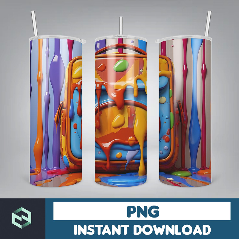 Back to School Png, New 3D Style School Kids 20 oz Skinny Tumbler Design, Digital Download (10).jpg