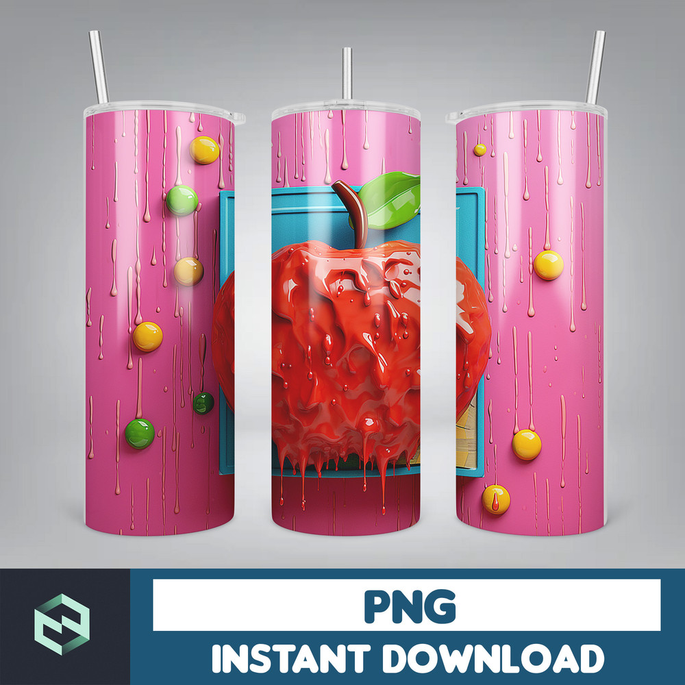 Back to School Png, New 3D Style School Kids 20 oz Skinny Tumbler Design, Digital Download (16).jpg