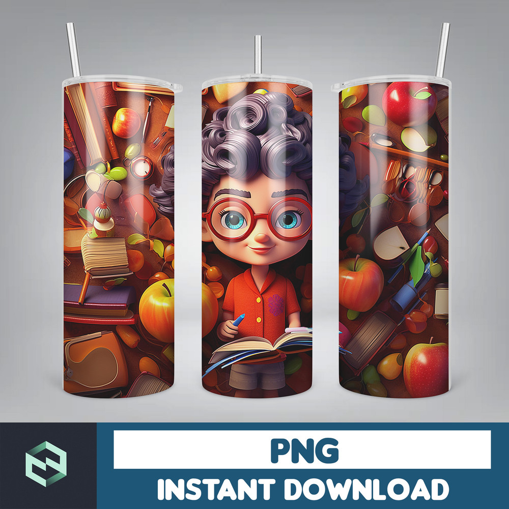 Back to School Png, New 3D Style School Kids 20 oz Skinny Tumbler Design, Digital Download (20).jpg