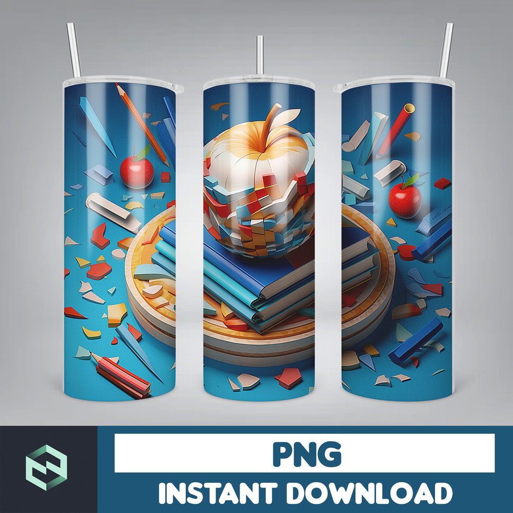 Back to School Png, New 3D Style School Kids 20 oz Skinny Tumbler Design, Digital Download (21).jpg