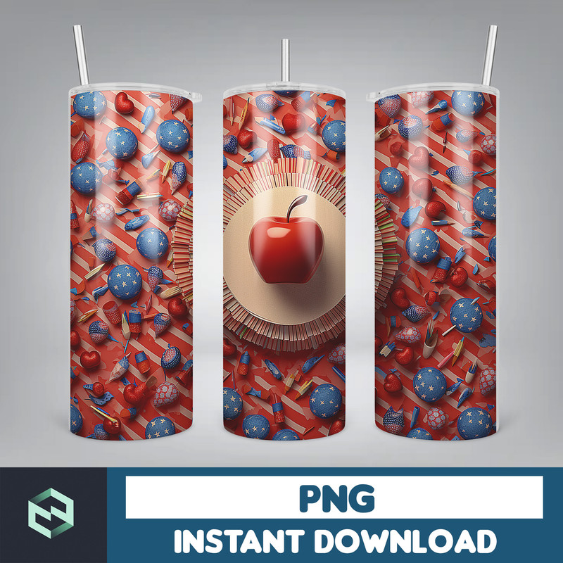 Back to School Png, New 3D Style School Kids 20 oz Skinny Tumbler Design, Digital Download (24).jpg