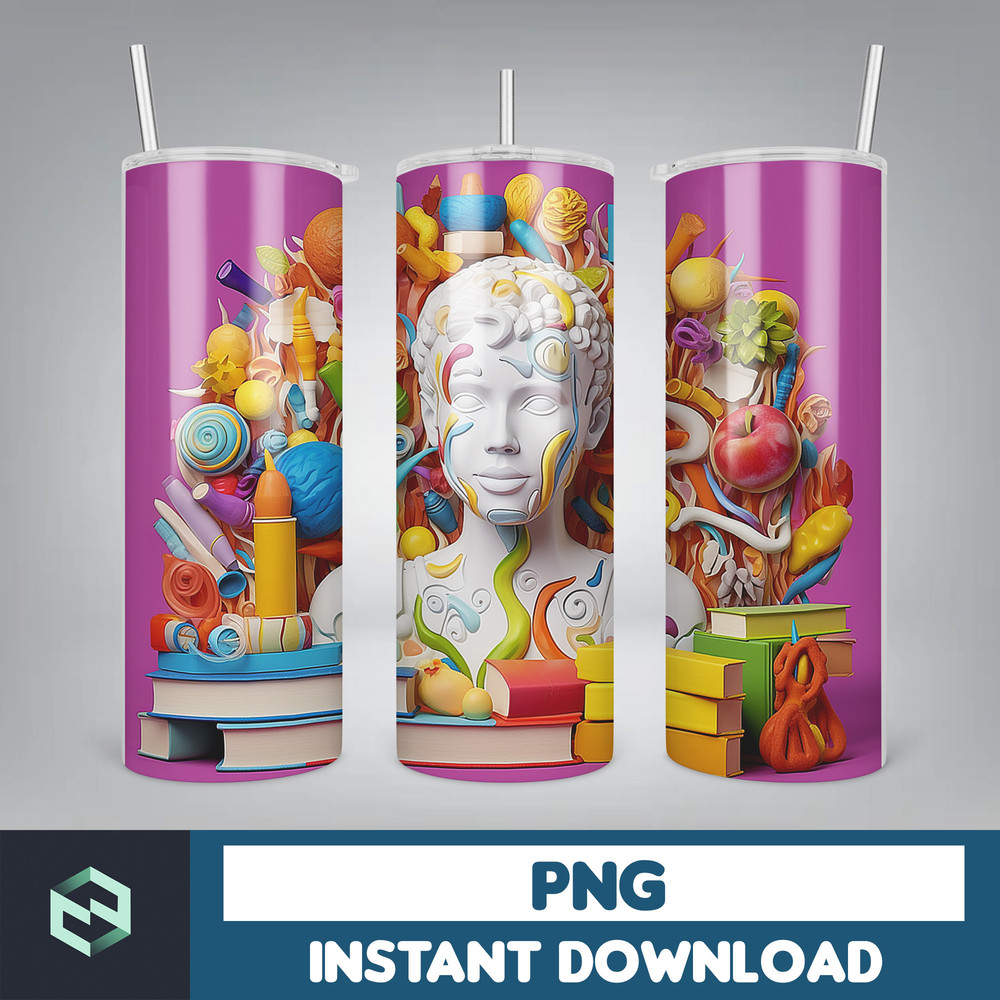 Back to School Png, New 3D Style School Kids 20 oz Skinny Tumbler Design, Digital Download (25).jpg