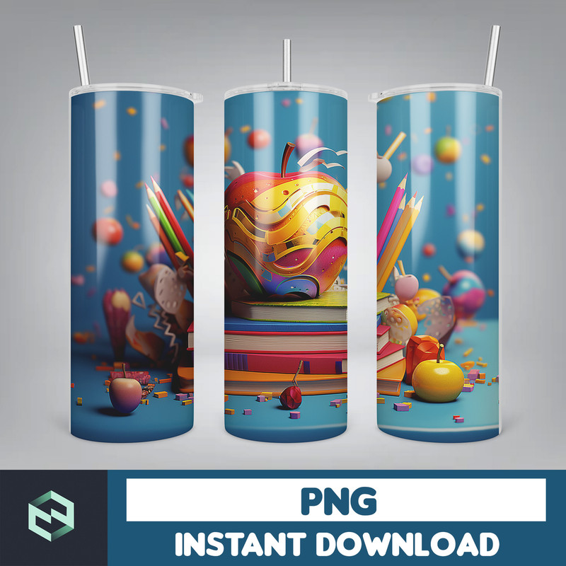 Back to School Png, New 3D Style School Kids 20 oz Skinny Tumbler Design, Digital Download (30).jpg