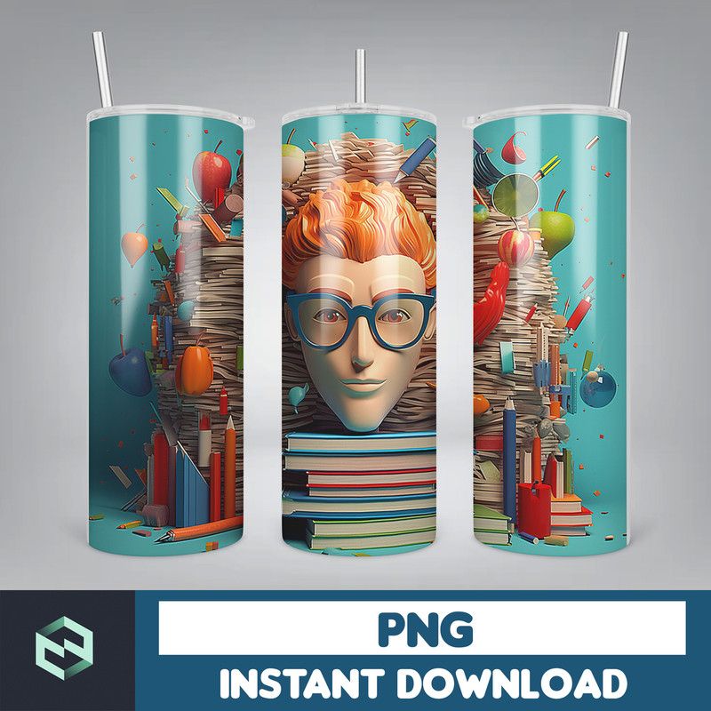 Back to School Png, New 3D Style School Kids 20 oz Skinny Tumbler Design, Digital Download (34).jpg