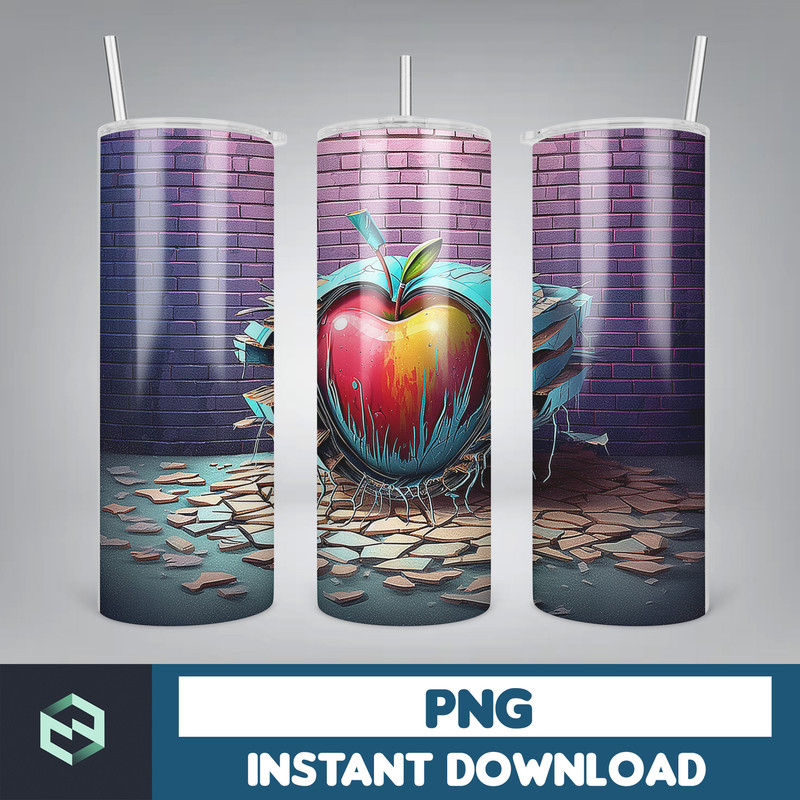 Back to School Png, New 3D Style School Kids 20 oz Skinny Tumbler Design, Digital Download (36).jpg