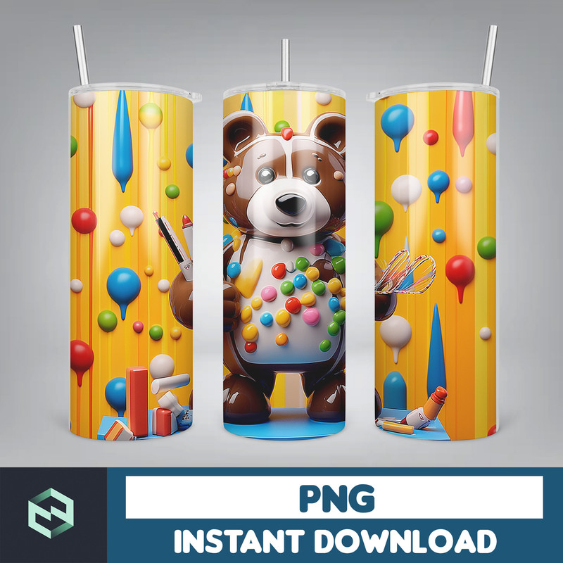 Back to School Png, New 3D Style School Kids 20 oz Skinny Tumbler Design, Digital Download (49).jpg