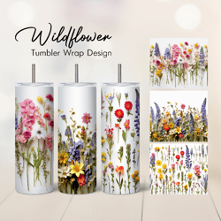 Wildflower sublimation tumbler wrap - Wildflower Tumbler Wrap Design - Skinny Tumbler Sublimation