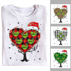 family christmas tree shirt, custom names family members shirt, matching christmas shirt, christmas gift